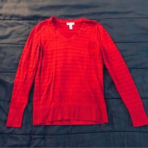 Red sparkle striped V neck sweater by Charter Club. Ladies sz Small
